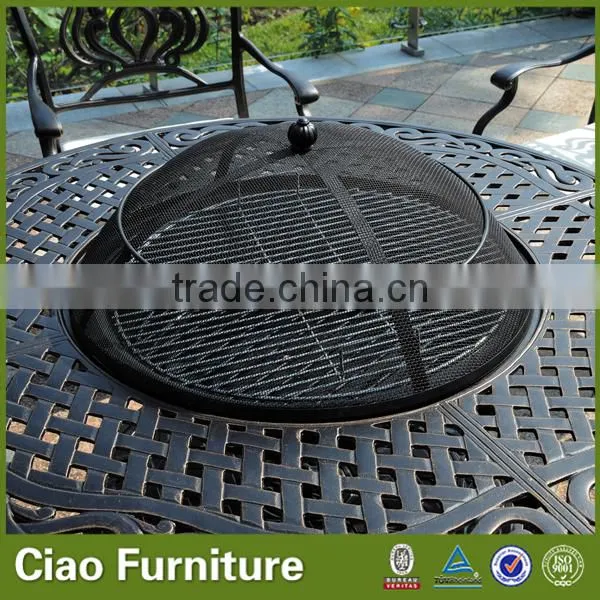 Bronze bbq roast table and chairs garden aluminium furniture