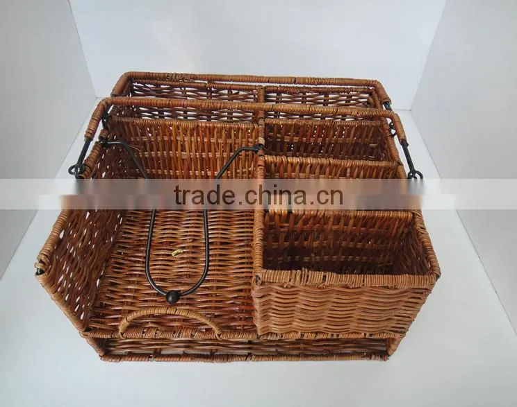 Picnic Caddy Organizer Outdoor Utensil Plate Condiment Holder Portable Basket