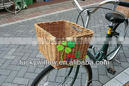 chinese willow bycicle basket with mobilizable handle