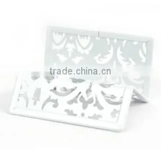 White Metal Punched Office Desk Name Card Holder