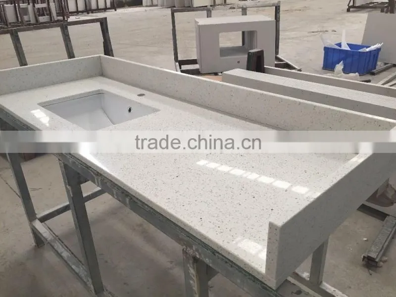 US Hotel Project Bathroom Quartz Stone Vanity Top