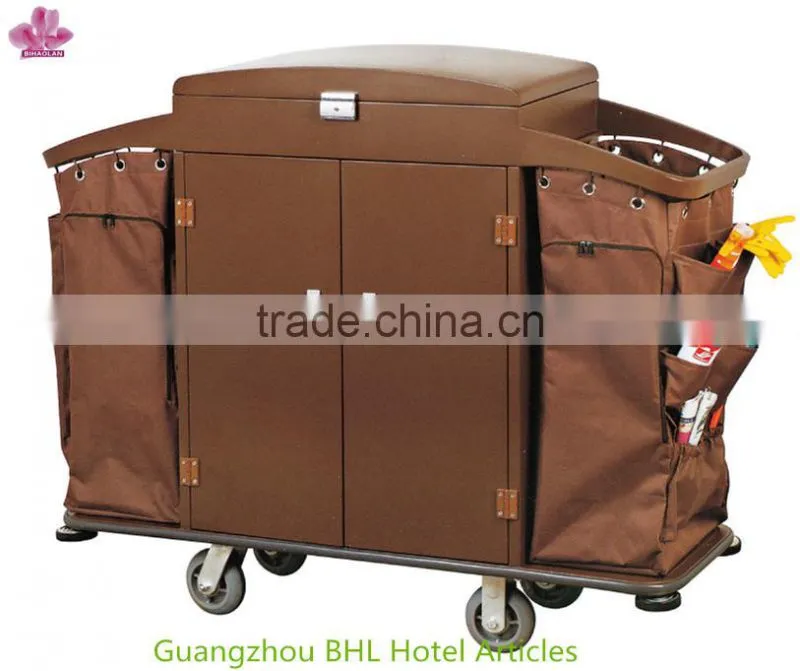 Stainless steel housekeeping trolley cleaning cart for hotel