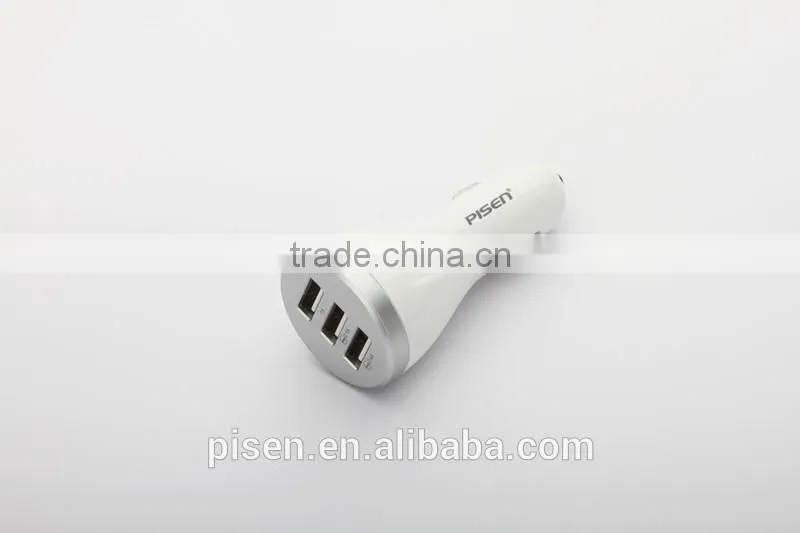 Pisen Universal Smart Fast Charing 5V 1A 2.1A 2.4A 3 USB Wireless Car Charger Mobile Phone Accessories