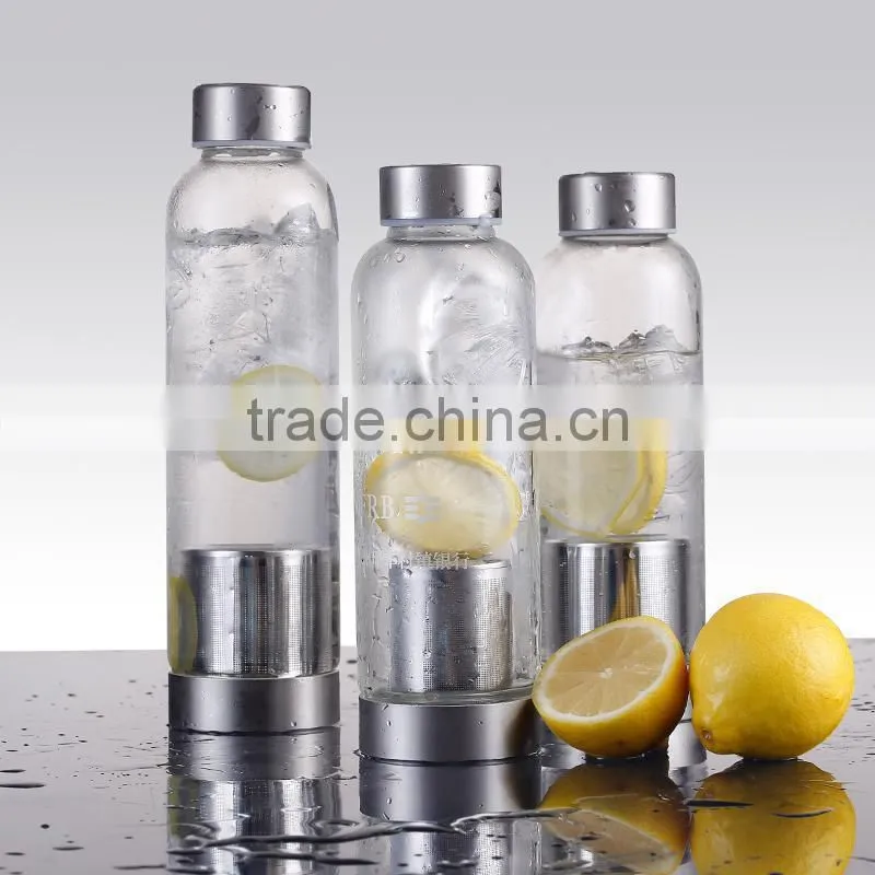 420/550ML sport water bottle with steel mesh