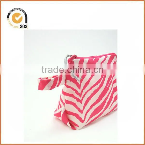 Waxed Canvas Cosmetic/Toiletry Zipper Pouch (Pink Zebra) By Chiqun Dongguan CQ-H01099