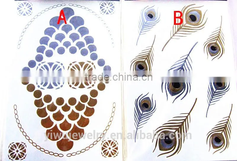 T002-008 Gold Removal Custom Temporary Peacock Feather Tattoo Manufacturers