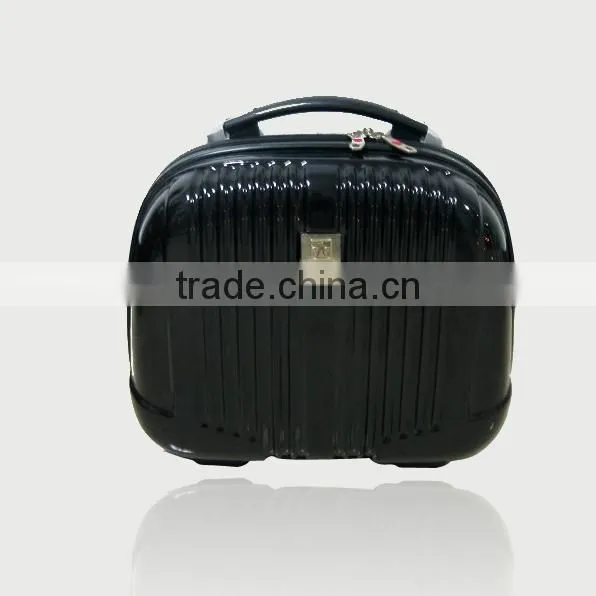 mini size hard shell plastic vanity bag cosmetic case with zip and handle