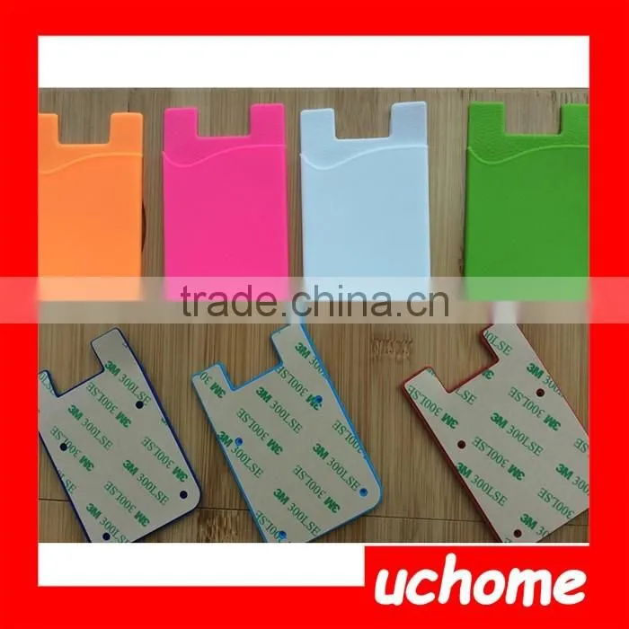 UCHOME 2016 Custom Color Silicone Credit Card Holder on Mobile Phone/Silicone Stick on Cardholder
