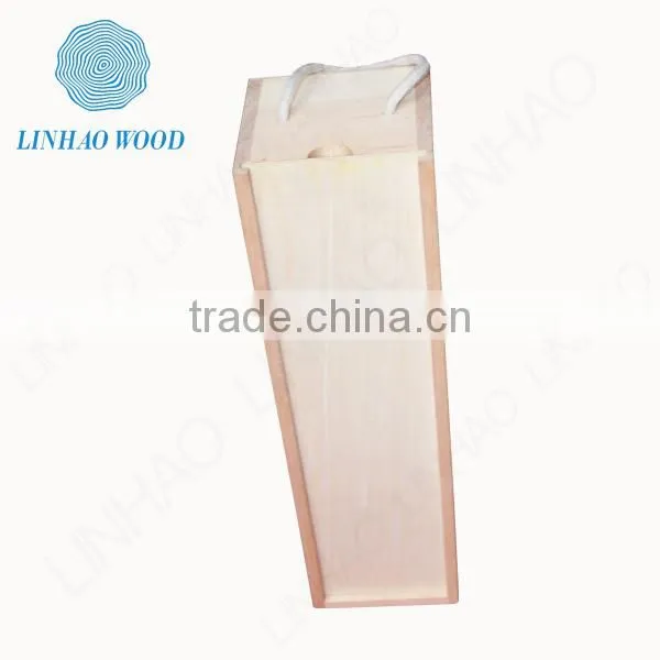 natural & simple wooden wine box with locker lid ;whole sale wine box