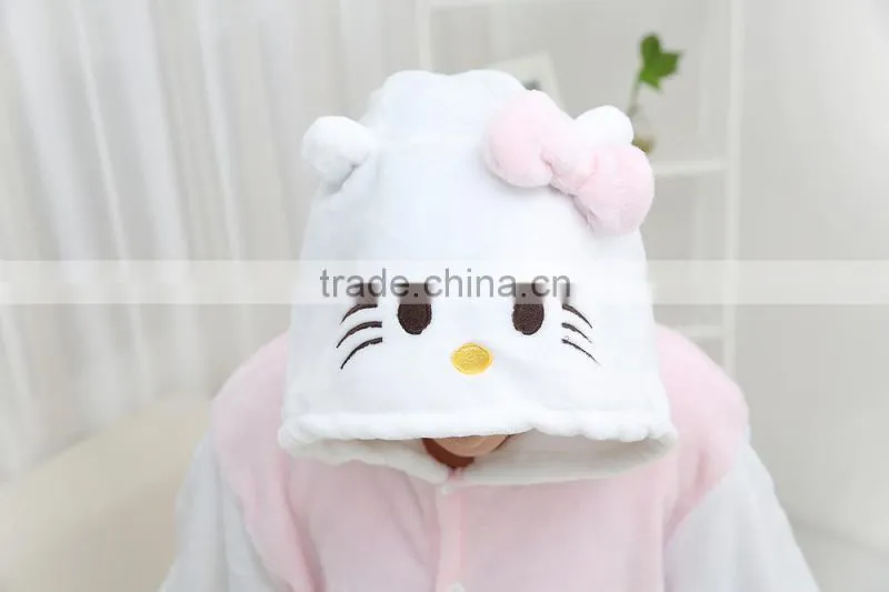 flannel cartoon adult animal jumpsuit animal pajamas jumpsuit kitty design