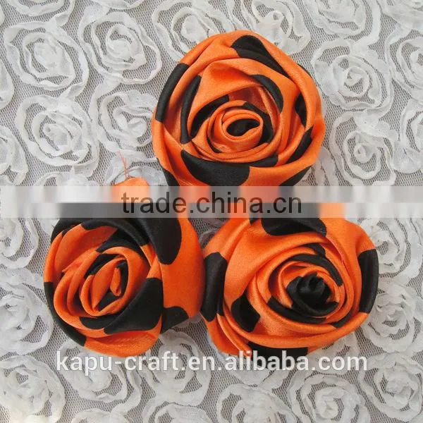 Cute handmade satin ribbon flower polka dots flowers