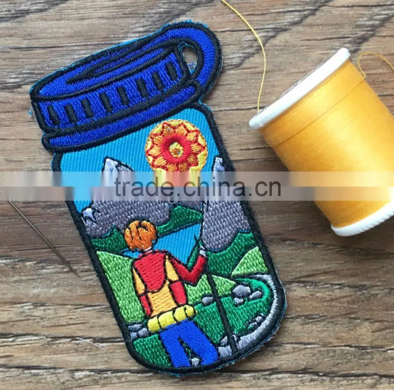 Custom high quality embroidered Cartoon cup patch for clothes embroidery patch made in china choose size/color