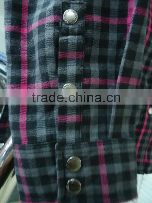 Womens plaid dyed shirt long sleeve shirt with one chest pocket,plastic button shirt,loose shirt