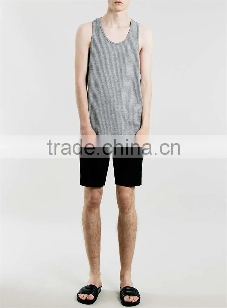 Slim fit plain grey loose tank tops men wholesale