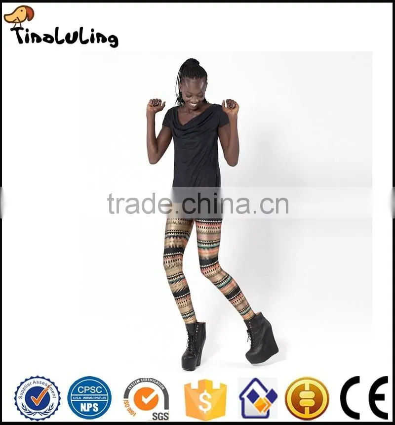 2017 Fashion Girl 3D Leggings Digital Printing Leggings Color wave pattern Women Milk Vintage Plus Size Leggings
