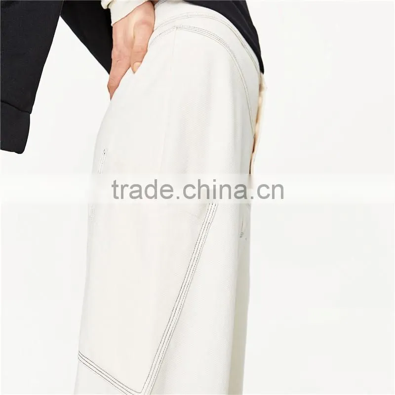 Peg-leg Trousers Cotton White Pants for Women