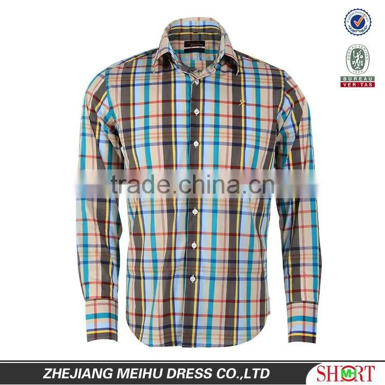 Latest fashion men casual shirts plaid fabric button up shirts for men