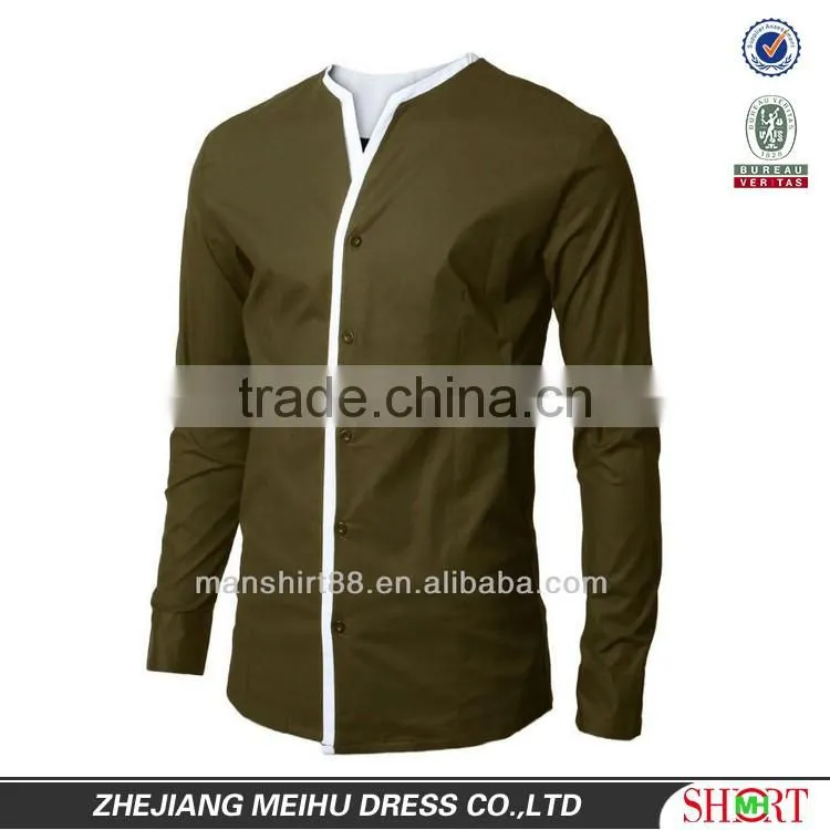 New style shirt design for men fashion clothing popular shirt no collar for men