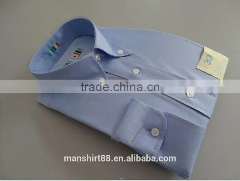 100% organic cotton light blue long sleeve pin point oxford shirts for men