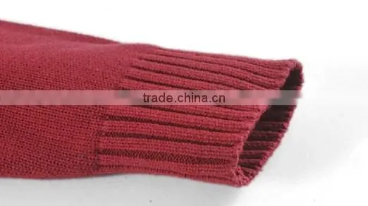 The dark red long sleeve knitting pullover casual men knitted sweater