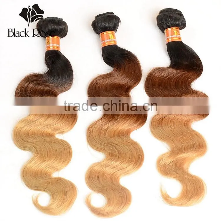1b/4/27# Body Wave Virgin Brazilian Brown Hair with Blonde Highlights