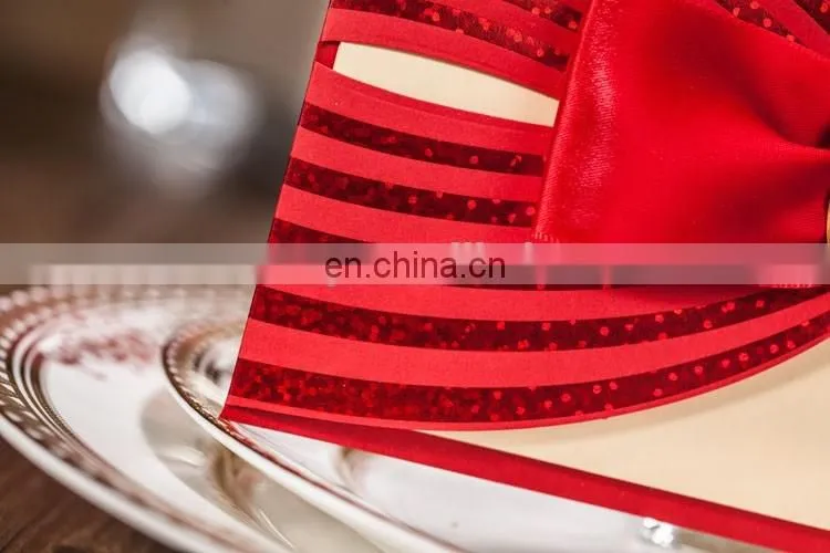 Luxury Greeting Card 6005 Free Customized Printing Red Wedding Invitation Cards
