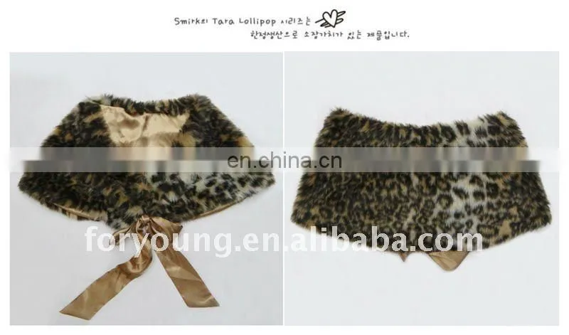 leopard print mink fur shawl fur hooded scarf
