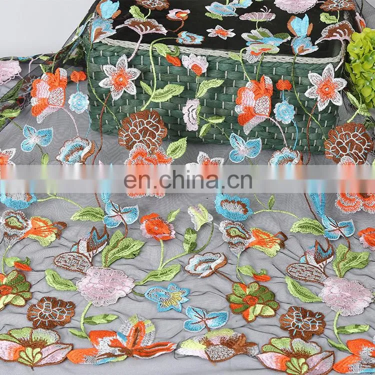 custom colorful embroidery lace fabric for dress QX-06