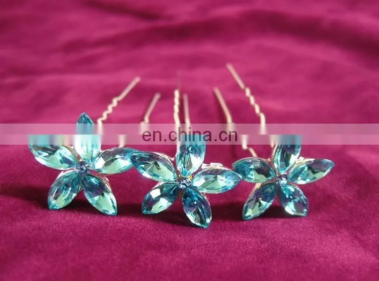 New Silver Plated Wedding Bridal Rhinestones Crystal Pearl Flower HairPin