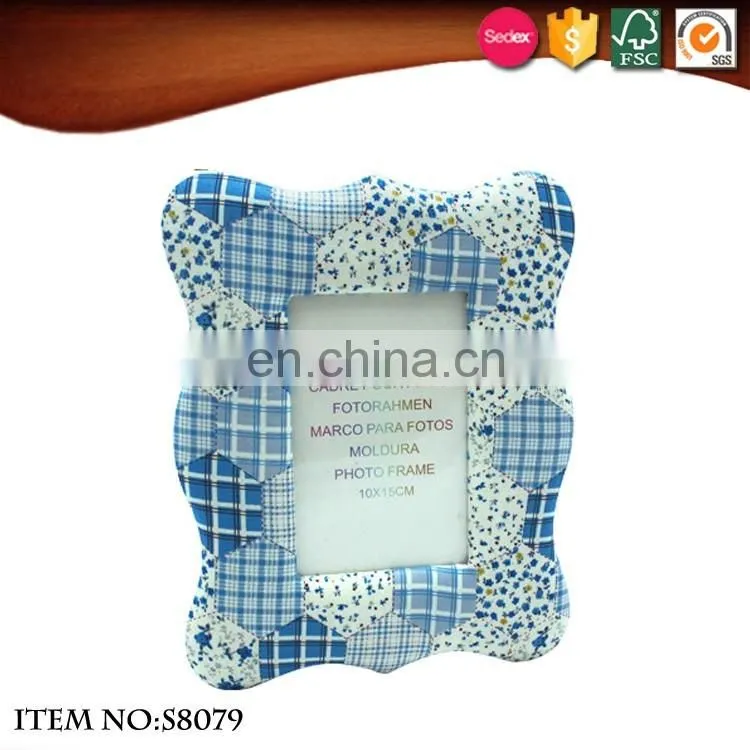 Household blue plaid fabric acrylic Photo Frame with bracket