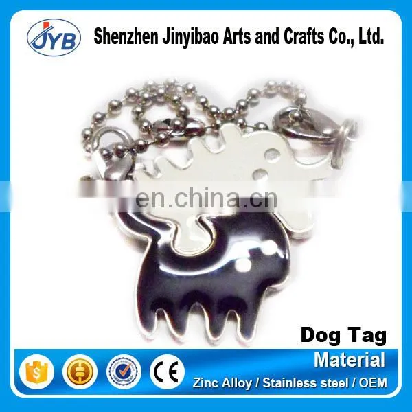 bone shaped aluminum dog tag with diamond