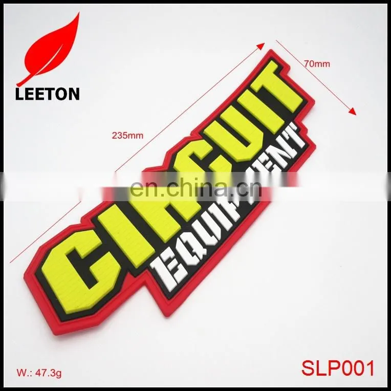 China factory custom large rubber embossed logo badge