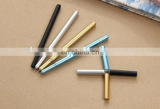 Slim blue gel pen polished metal sign gel pen