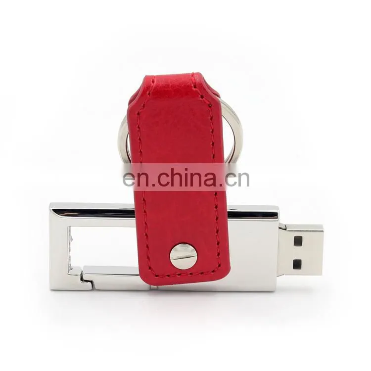 New Customized Logo Pendrive Leather USB 3.0 Flash Drive Gift with Metal Box Packing