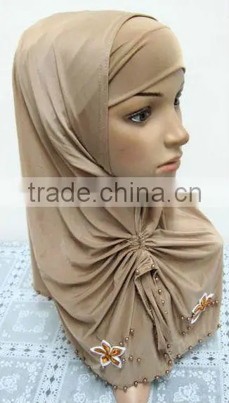 A569 Stylish islamic headscarf al amira square HEJAB pearl beaded flower two pieces MUSLIM HIJAB