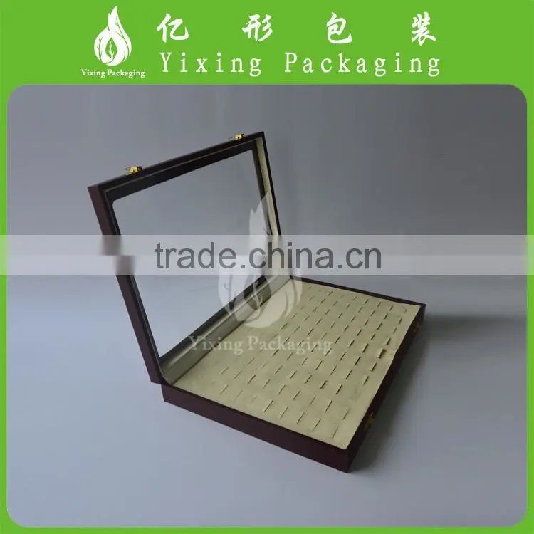 New design PU leather display ring box with clear window