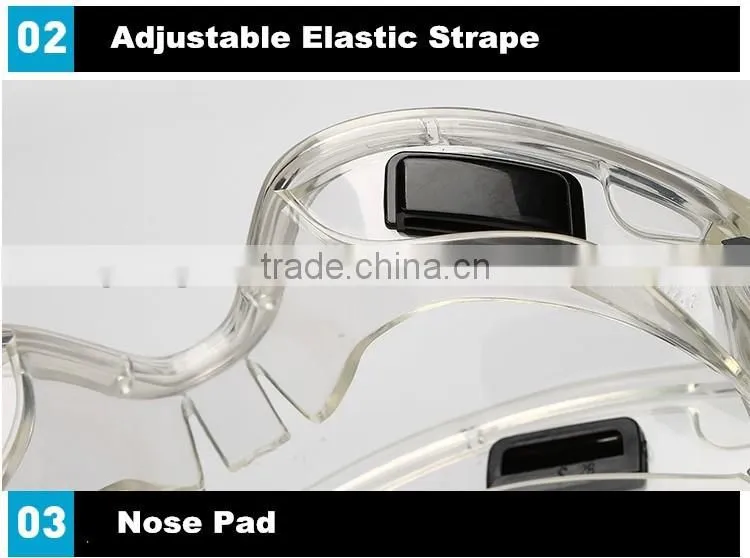 Transparent ce en 166 ventilate HD vision crashproof safety gogles splashproof anti-fog big eye ptotection goggles