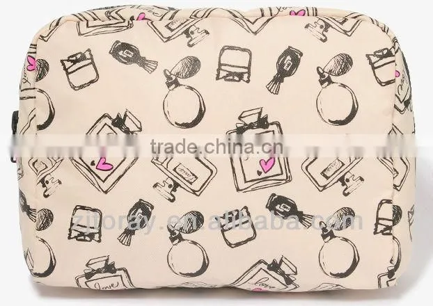 Plenty perfume bottles printing cosmetic bag zippered placket at the top
