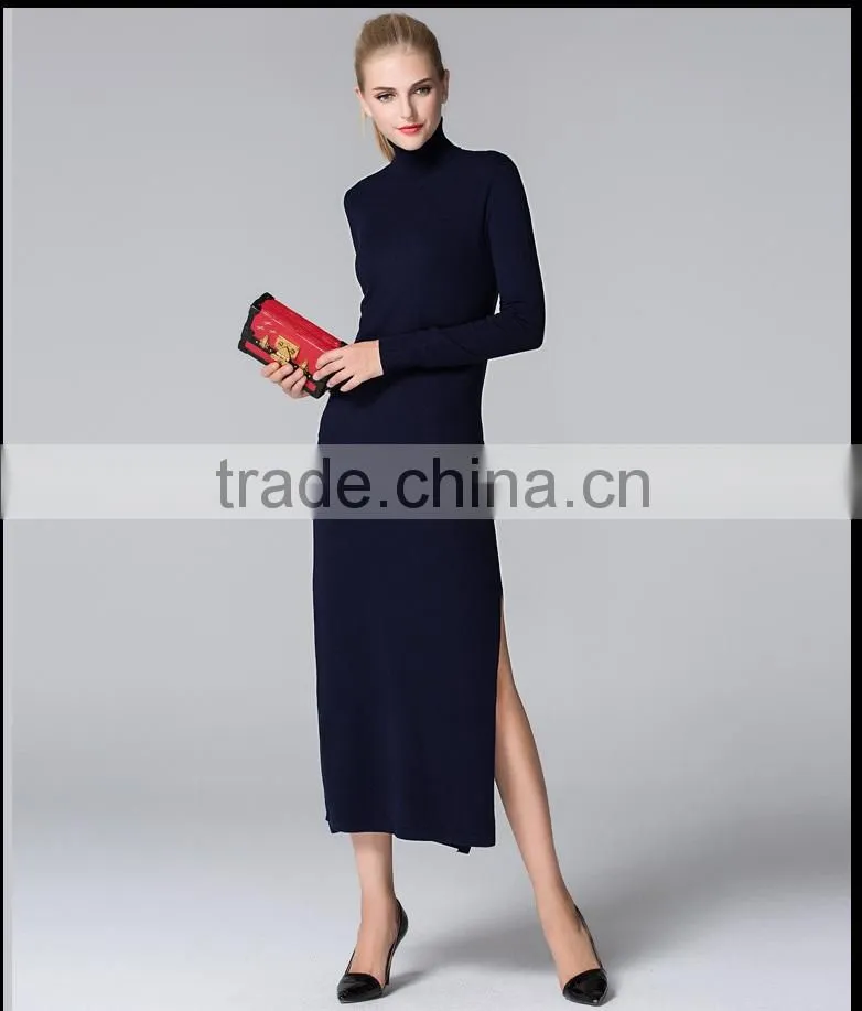 Sexy split package hip party knit sweater dress for women
