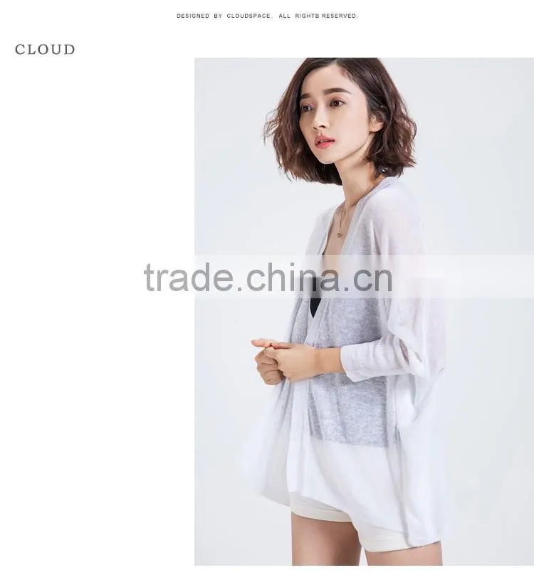 Summer Korean style slim looking bat sleeve linen sweater cardigan air conditioning sunscreen flax shirt for women