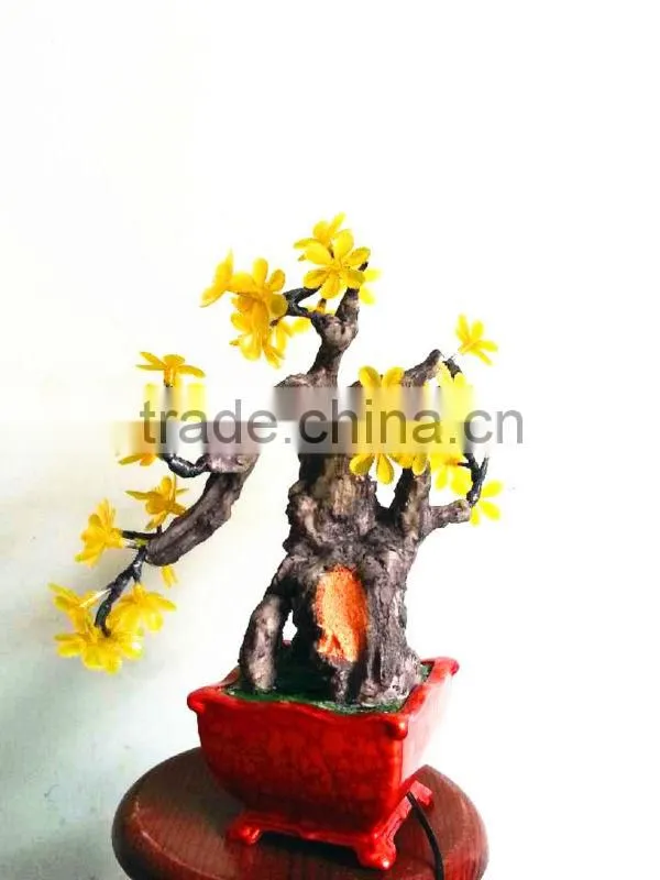 Indoor lighted LED artificial orchid bonsai tree