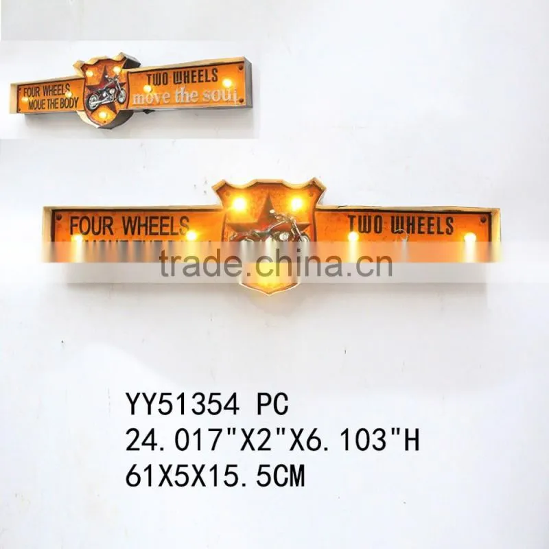 2015 new gas vintage embossed LED tin sign for wall decor, factory metal wall plaque