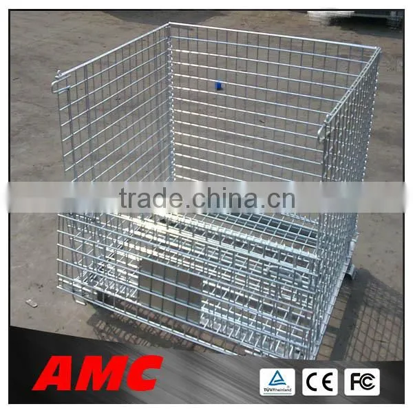 AMC European Style Stackable Warehouse Wire Container Storage Metal Cage