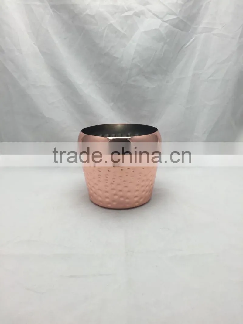 2L Hammered 304 stainless steel bucket, copper plated ice bucket, ice cooler ice pail, beer bucket