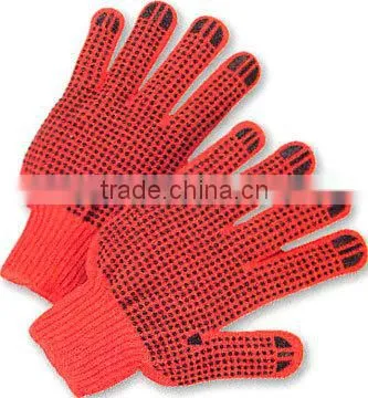 10guage natural white pvc dotted gloves