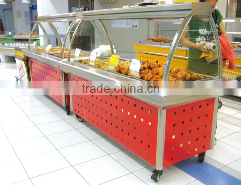 APEX supermarket turnup door deli showcase for advertisement/deli promotion cabinet
