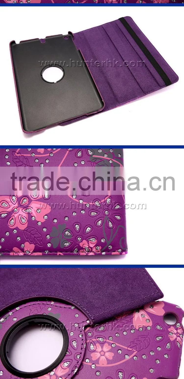 Floral Revolving Flat Computer Cover For iPad Mini