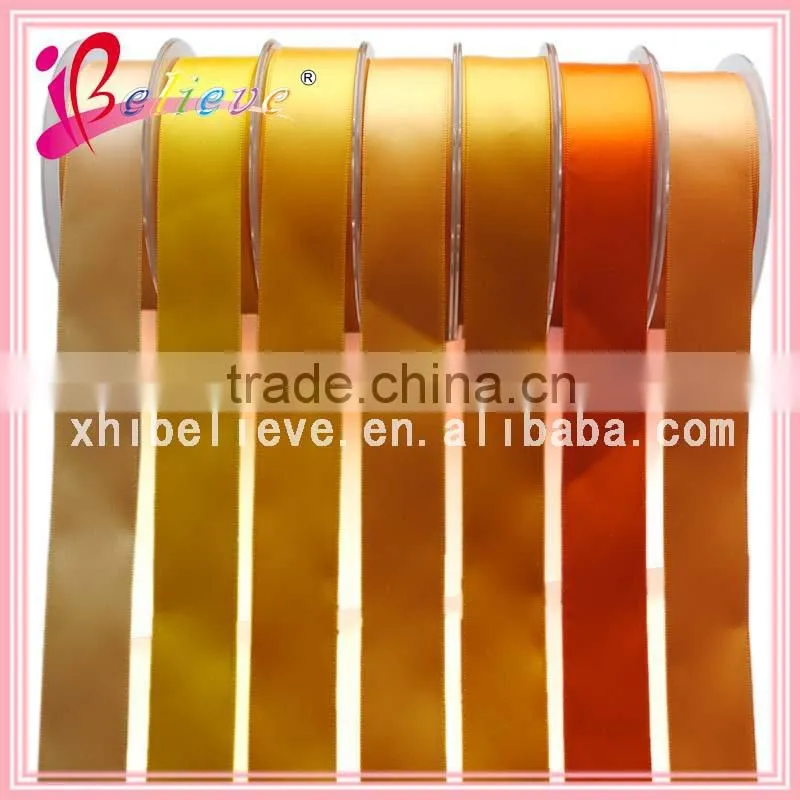 High quality polyester ribbon made in China solid colors orange ribbon ornaments
