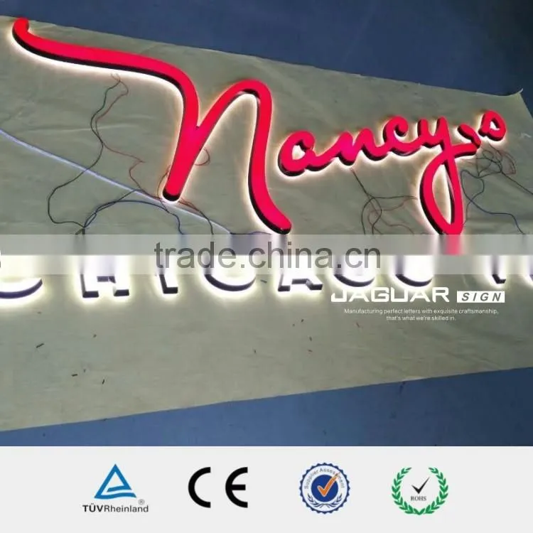 Vinyl film apply side outdoor waterproof mini embossing acrylic led letter sign