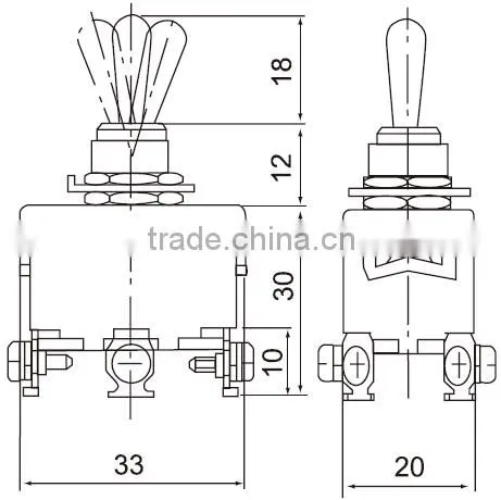CNTD Wholesale China Products Double Pole ON-OFF-ON 6 Pin Toggle Switch 15A